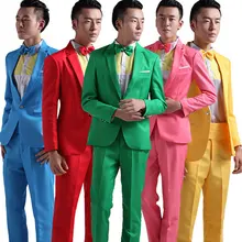 Мужской костюм, новые мужские костюмы с длинными рукавами, театральный смокинг для мужчин, для свадьбы, выпускного, красный, желтый, синий и зеленый, M, L, XL