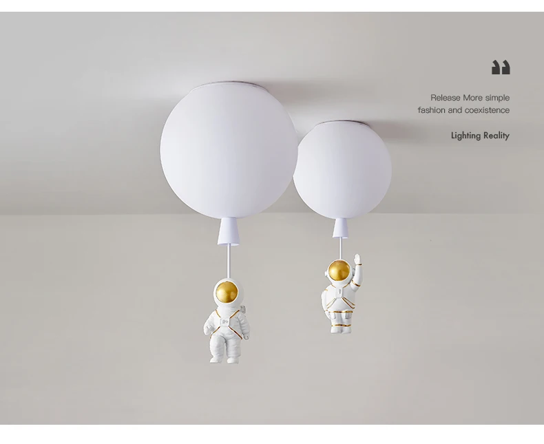 Ha410cb226a76494bb40ad8048826b1d0J Nordic Astronaut LED Pendant Light for Children Nursery Room Creative Balloon Ceiling Lamp Home Decoration Fixtures Lights