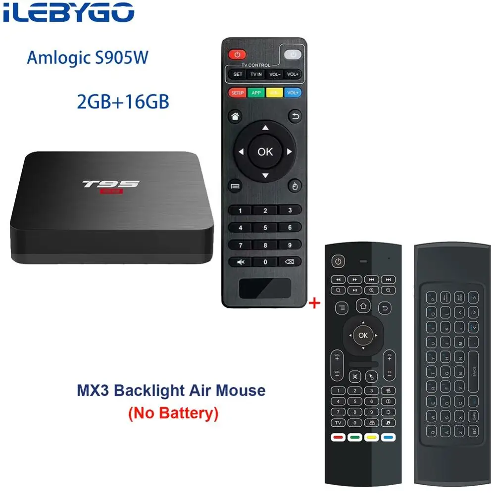 ILebygo T95 S2 Android ТВ BOX 2 Гб 16 GB Amlogic S905W 4 ядра Smart ТВ Box 2,4 GHz Wi-Fi Set топ box 1 GB 8 GB T95S2 плеер - Цвет: 2GB 16GB MX3