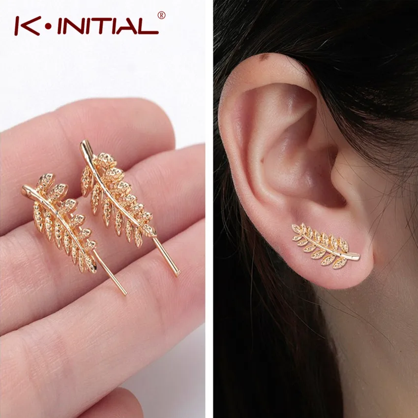 Женские серьги-подвески Kinitial серьги из нержавеющей стали с листьями | Украшения и