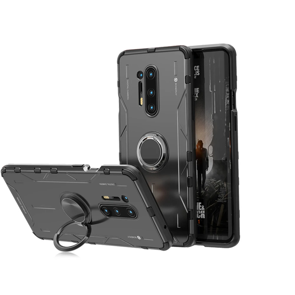 Чехол Jonwelsy для Oneplus 8 Pro противоударный мягкий силиконовый + алюминиевый армированный чехол с поворотным