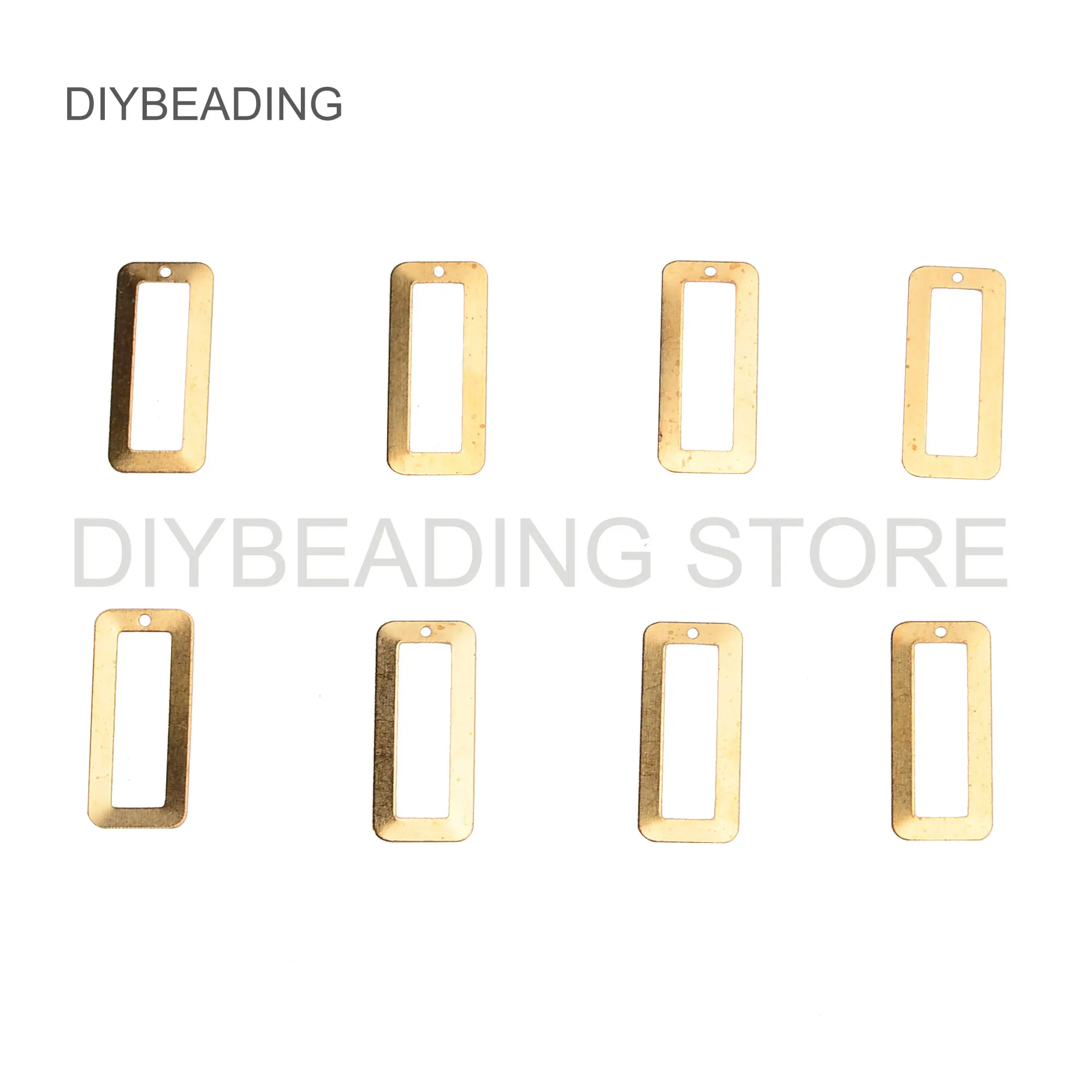 

100-1000 Pcs Brass Finding for Earrings Necklace Jewelry Making Hollow Rectangle Geometric Charm Component Bulk Wholesale
