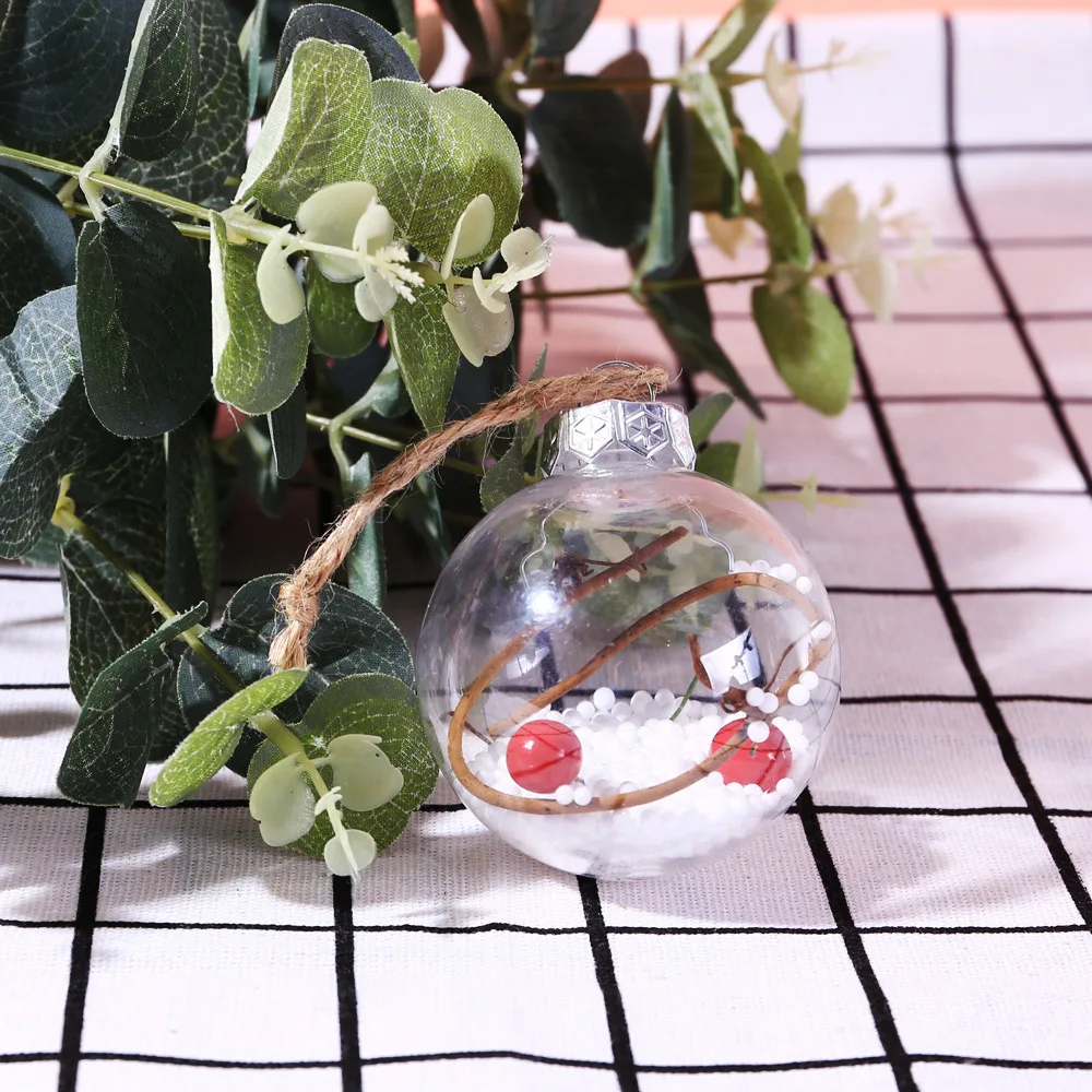 B-Christmas Tree Decorations Ball Transparent Open Plastic Clear Bauble Hanging Ornament Gift Present Box Decoration