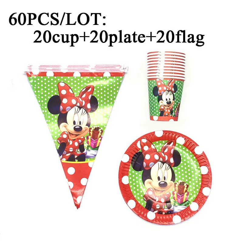 

Baby Girl Decoration Birthday Minnie Mouse Party Supplies Set Disposable Cups Plates Tableware Birthday Party Supplies Banners