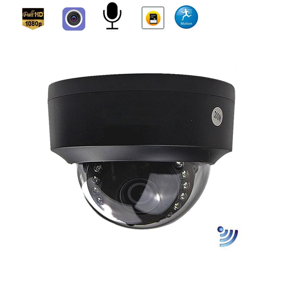 CamHiWifiWirelessWiredIPSurveillanceCameraSDCardBlackDome