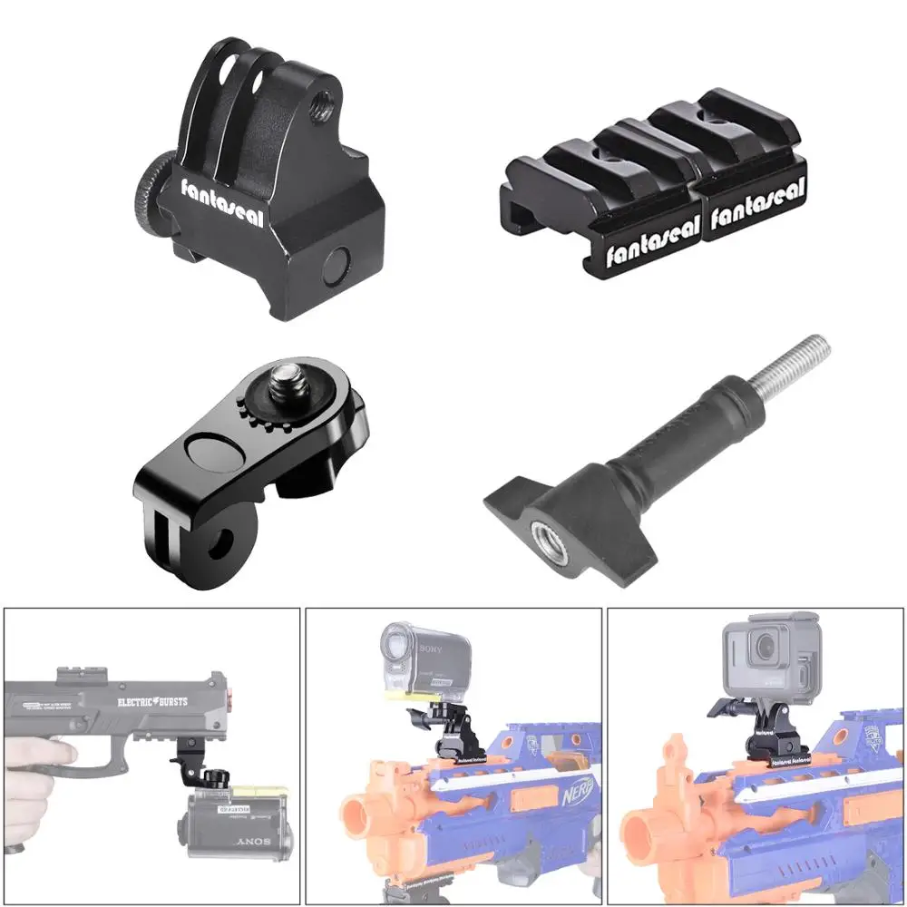 

Gun Rail Mount Kit Aluminum Gun Rail Adapter Picatinny Nerf Gun Mount for Airsoft Carbine Gun for Gopro Sony SJCAM Action Camera