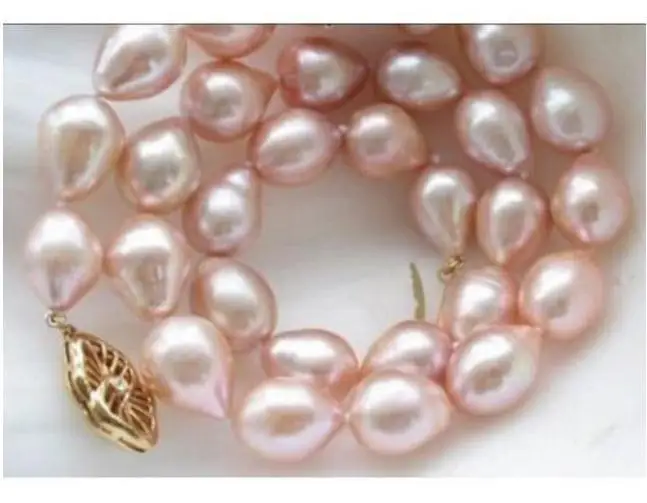 

11-13MM NATURAL AKOYA PINK PEARL NECKLACE 14K GOLD CLASP 18 INCH