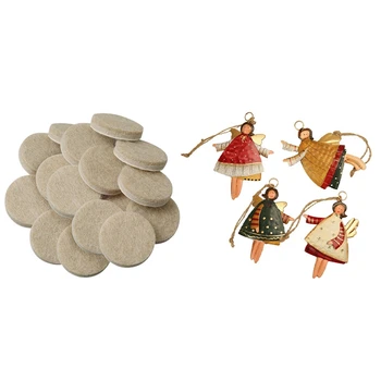 

48 Pcs Self-Stick Furniture Round Felt Pads & 1 Set Christmas Angel Pendants Christmas Tree Metal Cute Doll Ornament