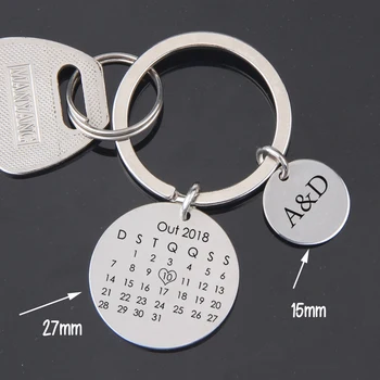 

Custom Name Letter Calendar Keychain Portuguese Keyring Calendar Anniversary Memorial Jewelry Couple Lover Gifts Bag Charm
