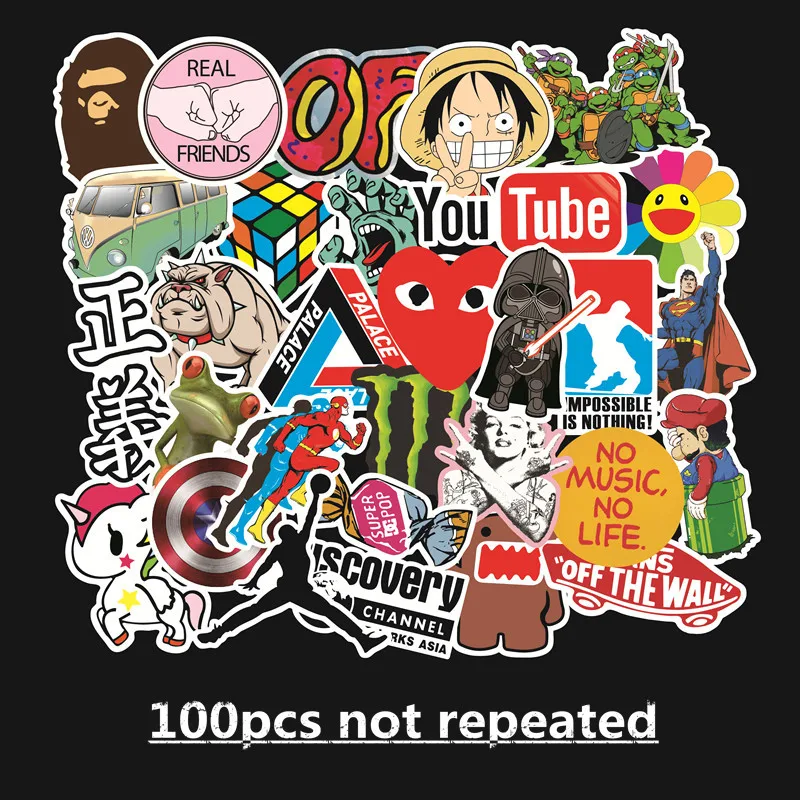 

100Pcs Stationery Exploded Painting Stickers for Waterproof Movable Rod Box of Motorcycles Sticker TZ033G