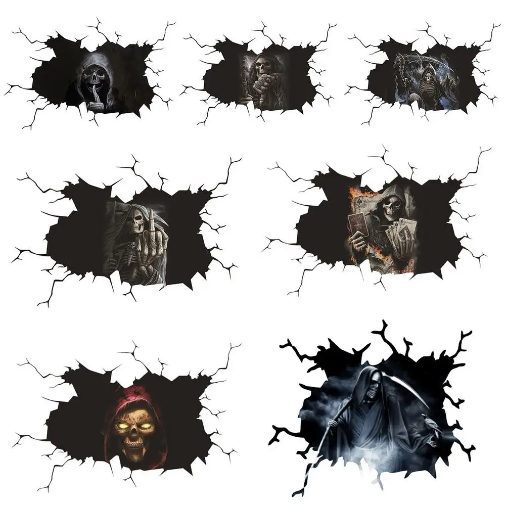 7 Pcs Halloween Scary Ghost Car Window Decals 3D Silent Skull Sticker