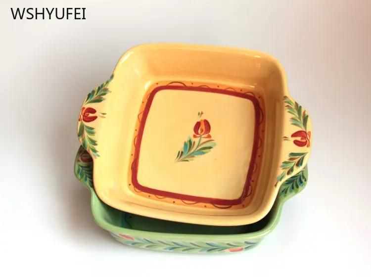 Ceramic plate baking utensils hand-painted bread baking tray pizza baking tray oven special home kitchen tableware salad plate