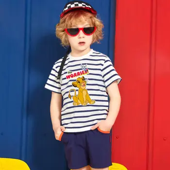 

Disney Mickey Mouse Cartoon T-shirt Short SleeveBaby Boy Cotton Striped Shirt Boys Tops O-Neck Boys Shirt Clothes for Big Kids