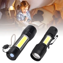 

New Sale Rechargable Portable LED Flashlight COB+XPE LED Torch Waterproof Camping Lantern Zoomable Focus Light Flashlight