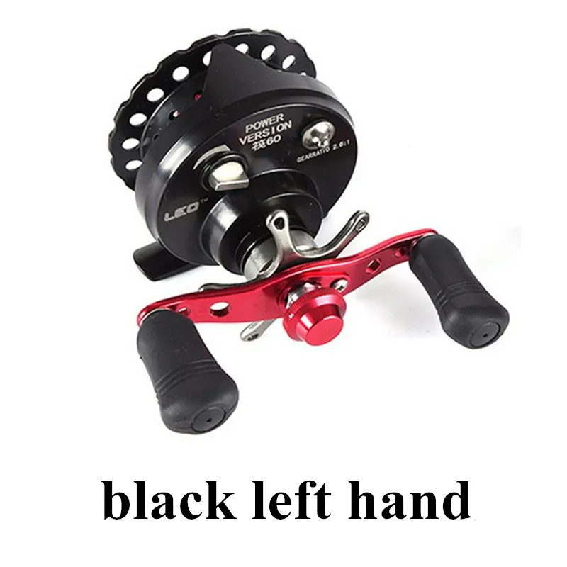 black left hand Катушка из алюминиевого сплава 60, катушка для левого/правого плота, катушка для подледной рыбалки, катушка для мухи, катушка из алюминиевого сплава, Прямая поставка - Цвет: black left hand
