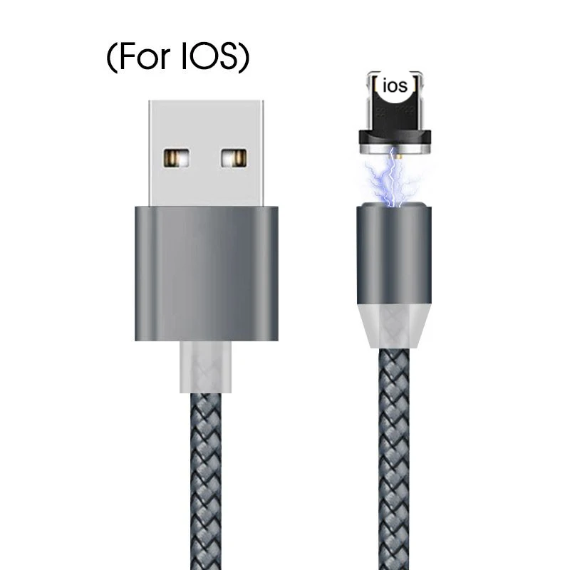 Магнитный USB кабель для быстрой зарядки usb type-C кабель для iPhone 11 XS Max 6 7 8 Plus IOS Магнитный зарядный кабель для Micro USB нейлон - Цвет: For IOS Gray