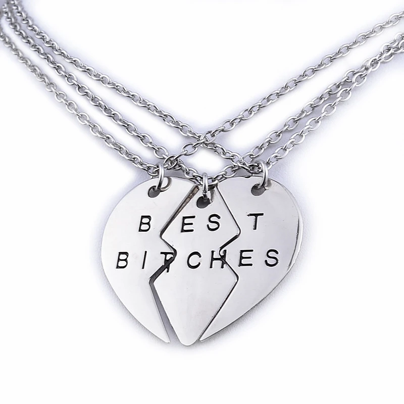 3 Pcs Best Friend Necklaces Set For Women Star Moon Pendant Chain Necklace Bff Choker Girl's Gift Rhinestone Letter Necklaces