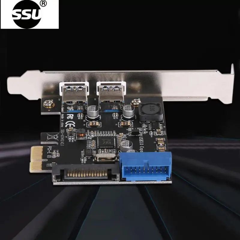 PCI Express USB 3,0 2 Порты спереди Панель с Управление карту адаптера PCI-e x1 карты расширения адаптер PCI Express для настольных компьютеров