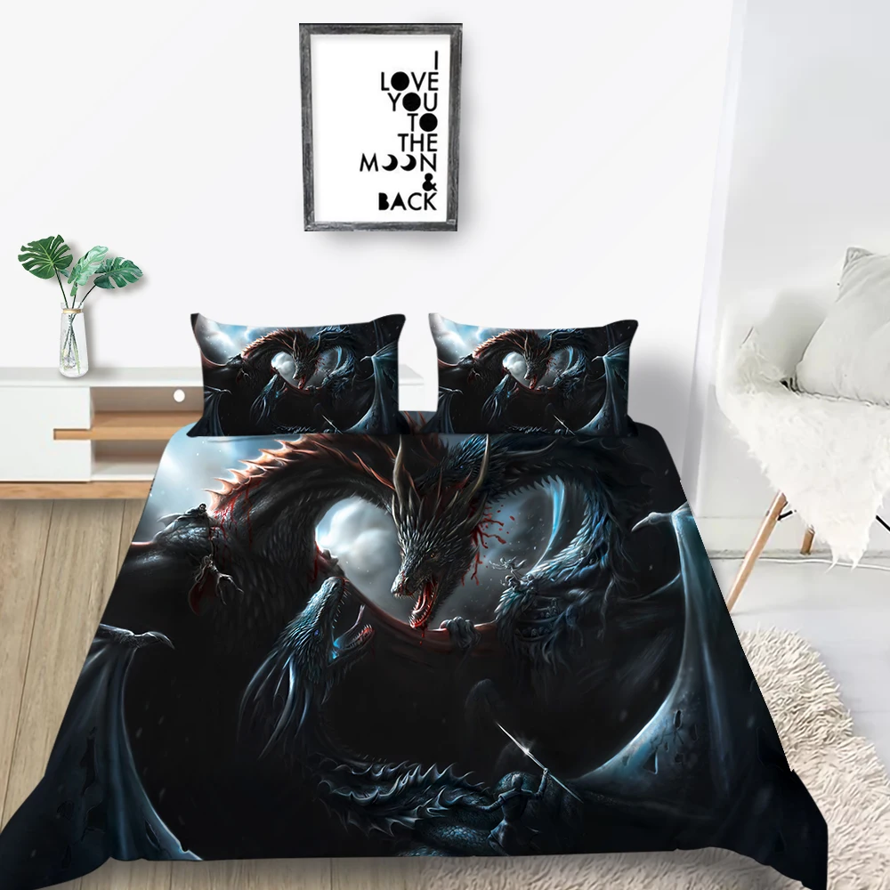 

Ghost Dragon Bedding Set For Boys Fashionable 3D Cool Duvet Cover Queen King Twin Full Single Double Unique Design Bed Set
