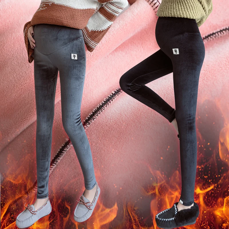 2020 зимние Леггинсы для беременных Wihth Толщина из шелка и бархата шорты с высокой