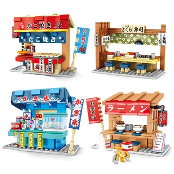 

4 styles Assemble Japanese street view building blocks bricks educational toy for children