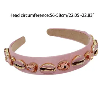 

Baroque Bridal Vintage Wide Headband Seashell Water Drop Faux Crystal Jewelry Hair Hoop Women Minimalist Wedding Styling Tiara