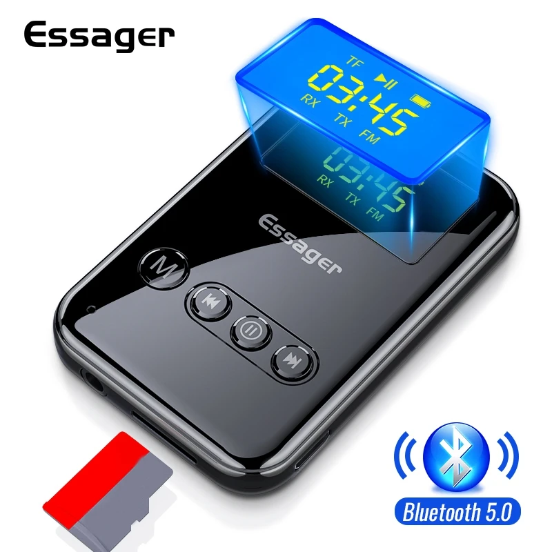 ESSAGER Bluetooth 5 0 o Transmitter Receiver 3 5mm Jack Aux o Wireless Adapter for PC TV Headphone Car