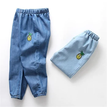 

1-6T Little Boy Girl Summer Super Thin Pants Kids Outfits Mosquito Insect-resistant Clothes Toddler Fashion Casual Cartoon Jean
