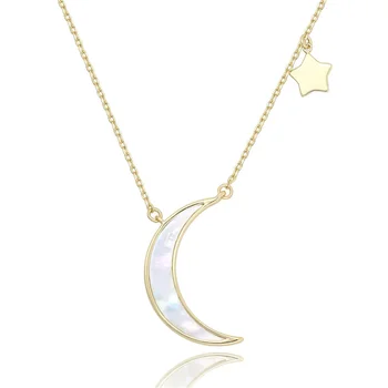 

Natural Pearl Shell Necklace Gold Moon Star Pendant Necklace Female Clavicle Chain Women Necklace