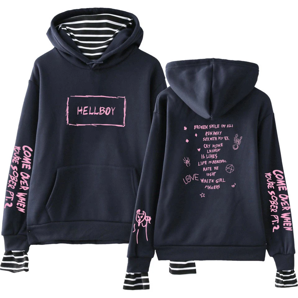 Harajuku Cool Hot Lil Peep R.I.P. Крутая Мода Печатные поддельные две части толстовки Толстовка Новое поступление женщин/мужчин Толстовка