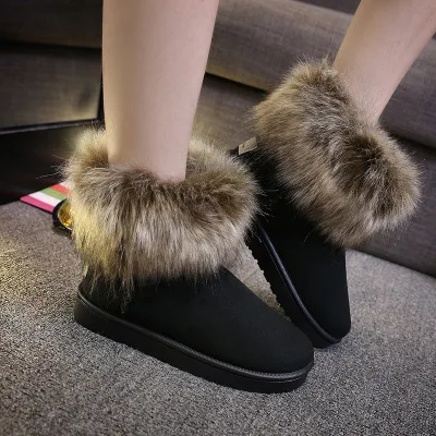 Женская обувь Милые Сапоги для дождя с теплая женщин Зимняя из флока женские