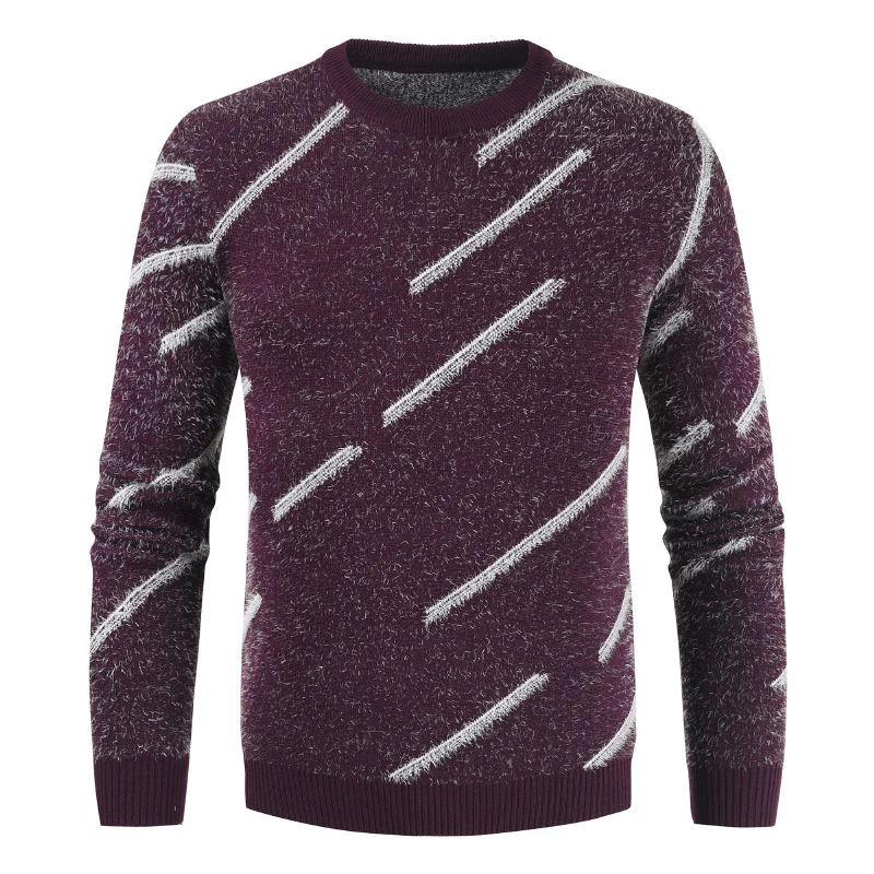NEGIZBER 2019 Winter Sweater Men Solid Patchwork Striped O-neck Pullover Sweater Men Fashion Thick Warm Wool Sweater Men NEGIZBER 2019 Winter Sweater Men Solid Patchwork Striped O-neck Pullover Sweater Men Fashion Thick Warm Wool Sweater Men
