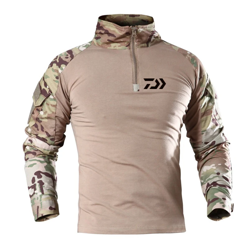 Daiwa ropa pesca pyton камуфляж с длинным рукавом Лоскутная одежда для рыбалки быстросохнущая дышащая футболка для рыбалки
