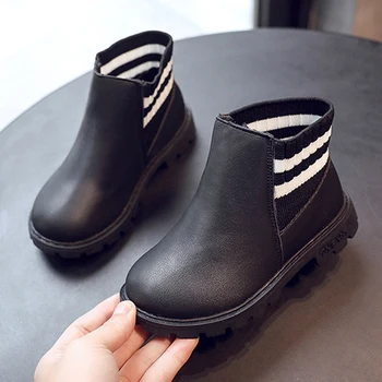 

2019 New Arrival Autumn Winter Leather kids Girls Boys Boots Soft Light Weight Non-slip Martin Boots For Children