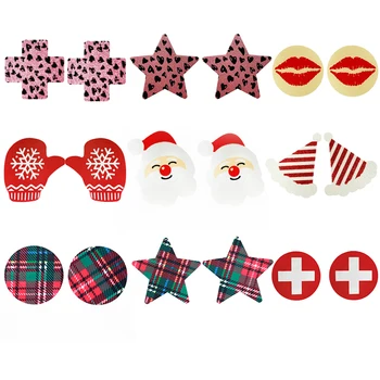 

3Pairs/set Nipple Covers Reusable Breast Petals Santa Claus Cross Stick On Bra Pad Pasties Lingerie Women intimates accessories