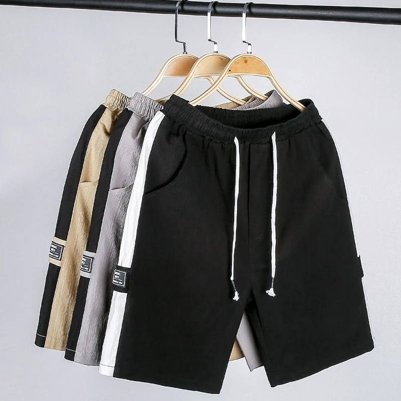 Красивые Новые повседневные штаны из 85% хлопка, цветные полосатые пять штанов, мужские пляжные шорты для бега, спортивные домашние повседневные штаны, мужская одежда