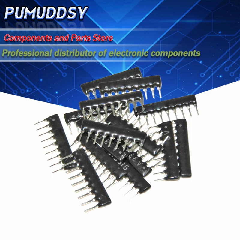 20 шт DIP exclusion 9pin 10K ohm 9 PINS A103J A103 сетевой резистор массив | Электронные компоненты и