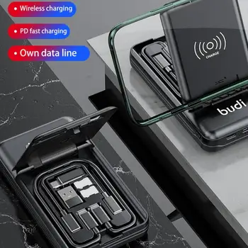 

BUDI Multi-function Smart Adapter Card Storage Data Cable USB Box Wireless Charging for Phone Portable Storage Bag