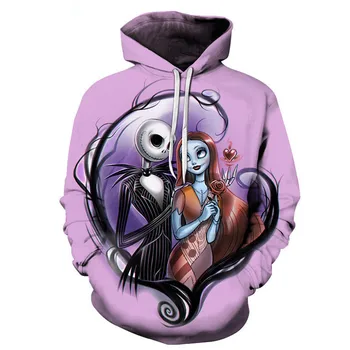 

HX Newest Christmas Gift Nightmare Before Christmas Jack And Sally 3D Print Hoodie Unisex Casual Tops H087