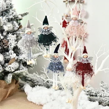 

Cute Felt Wooden Elk Christmas Tree Decor Hanging Pendant Christmas Decorations Creative Angel Lace Pendant Ornaments Window