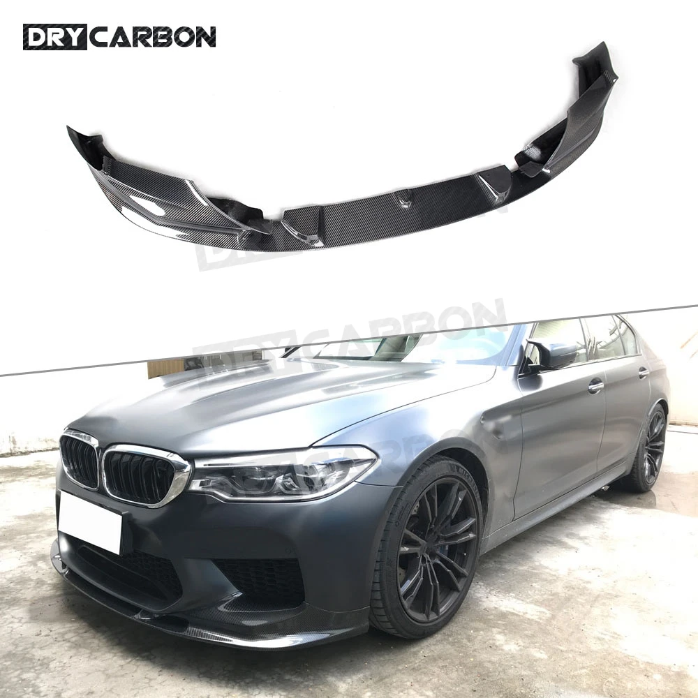 

Dry Carbon Fiber Front Lip Spoiler Splitters For BMW 5 Series F90 M5 Original Bumper 2018 2019 3D Style FRP Head Bumper Guard