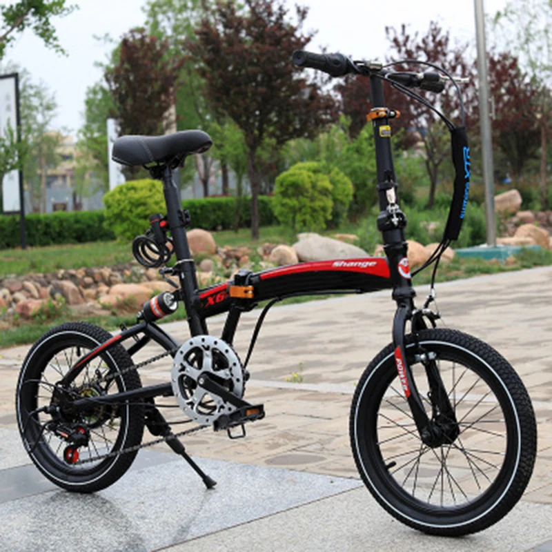 Folding Bike 20-Inch Speed Change Disc Brake Grid Three-Knife Adult Portable Small Bicycle For Male And Female Ultra-Light