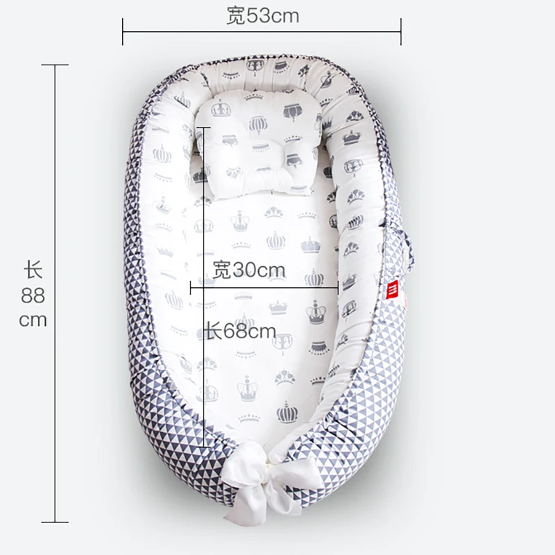 Портативная детская кроватка для новорожденных детская колыбель детская корзина хлопковая переносная детская кроватка постельное белье с подушкой YHM006