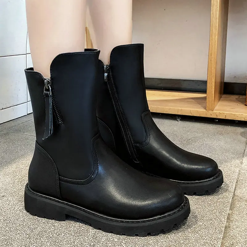 Size 35-51 Nice New Ankle Rain Boots Women Winter Casual Basic Soild Shoes For Woman Flat Heels Female Working Platform Boot | Обувь
