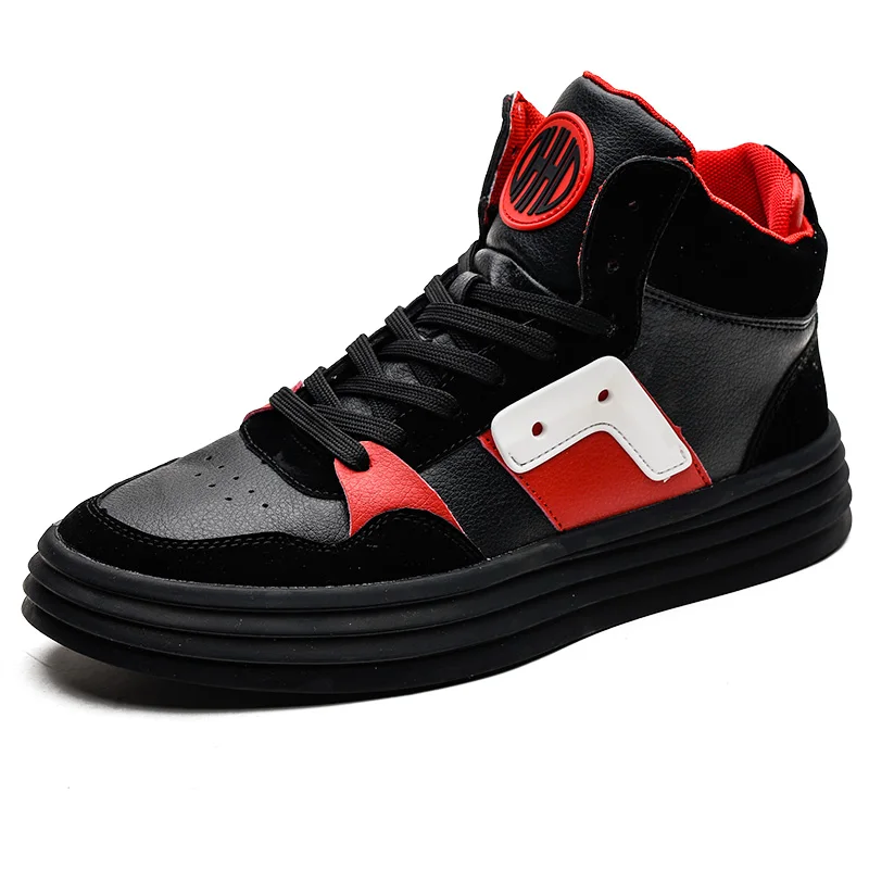 Новинка, брендовая мужская спортивная обувь, хип-хоп обувь для уличных танцев, Баскетбольная обувь, кроссовки для мужчин, Повседневная зимняя обувь для настоящего белого цвета - Цвет: black