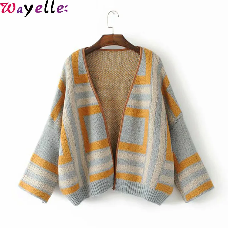 

Cardigan Women 2019 Autumn Winter Women's Sweater Korean Style Fashionable Casual Chic Plaid V-Neck Cardigans for Women