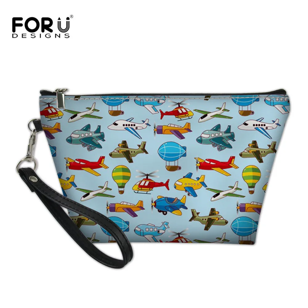 FORUDESIGNS/женская косметичка с рисунком самолета, маленькая косметичка на молнии, сумки для макияжа с ремешком, дорожные сумки для хранения, Новая мода