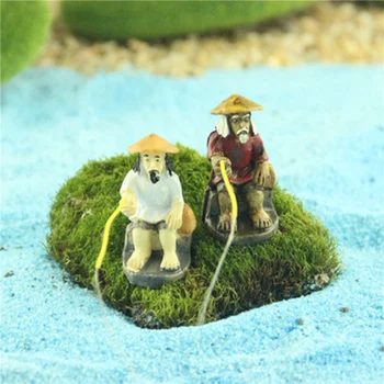 

ZOCDOU 1 Piece Eco Bottle Material Fishing Weng Cartoon Doll Small Crafts Figure Ornament Miniatures