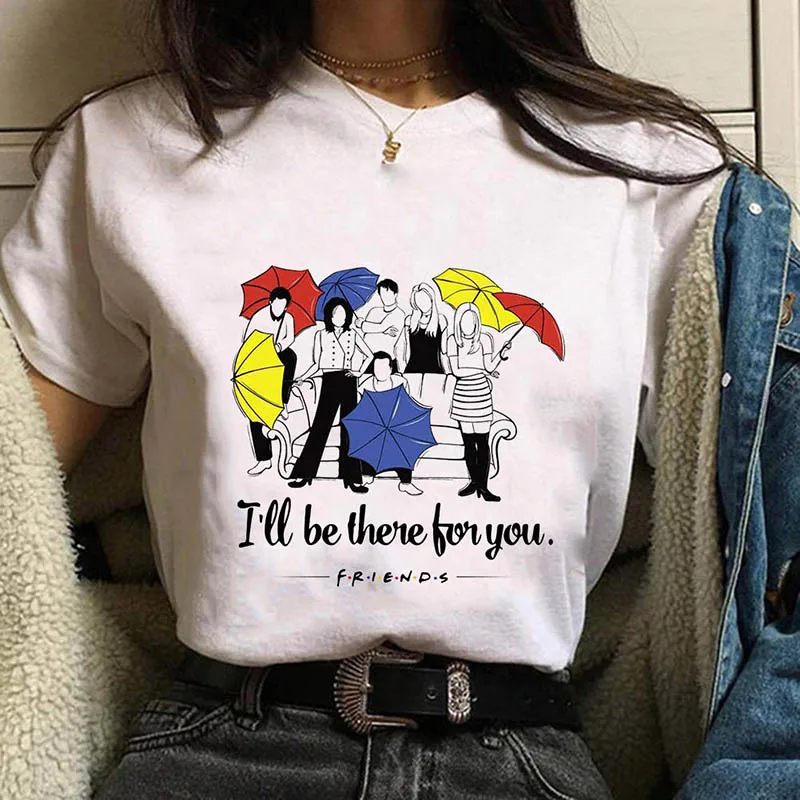 Футболка с готическим рисунком Friends Tee Harajuku женская футболка с буквенным принтом с коротким рукавом и круглым вырезом Женские топы