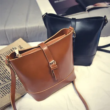 

Female 2020 New Bucket Bag Retro Buckle Handbags Shoulder xie kua bao